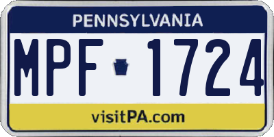 PA license plate MPF1724