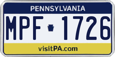PA license plate MPF1726