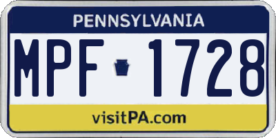 PA license plate MPF1728