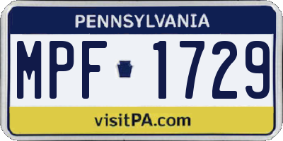 PA license plate MPF1729