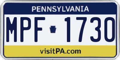 PA license plate MPF1730