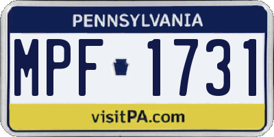 PA license plate MPF1731