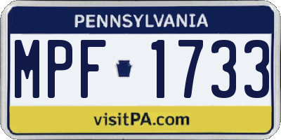 PA license plate MPF1733