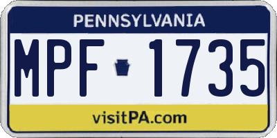 PA license plate MPF1735