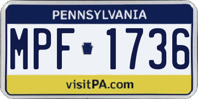 PA license plate MPF1736