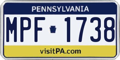 PA license plate MPF1738