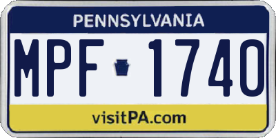PA license plate MPF1740