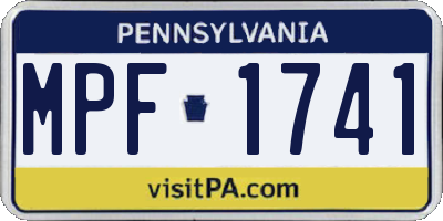 PA license plate MPF1741