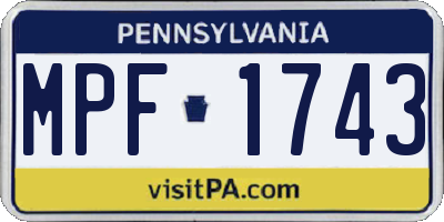 PA license plate MPF1743