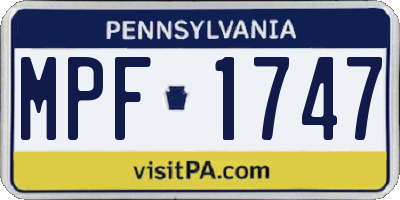 PA license plate MPF1747