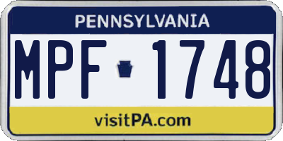 PA license plate MPF1748