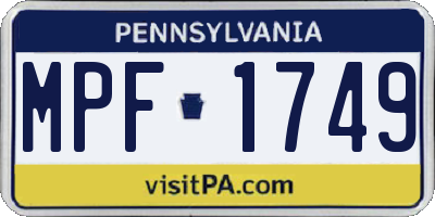 PA license plate MPF1749