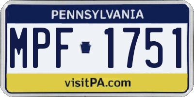PA license plate MPF1751