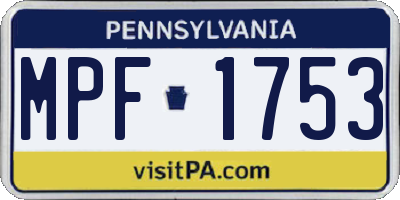 PA license plate MPF1753