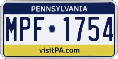 PA license plate MPF1754