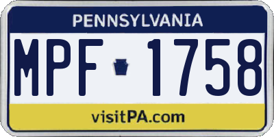 PA license plate MPF1758