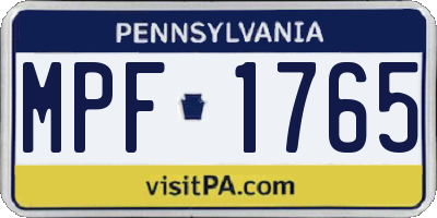 PA license plate MPF1765