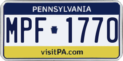 PA license plate MPF1770