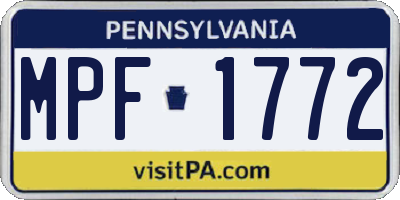 PA license plate MPF1772