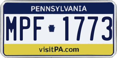 PA license plate MPF1773