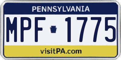 PA license plate MPF1775