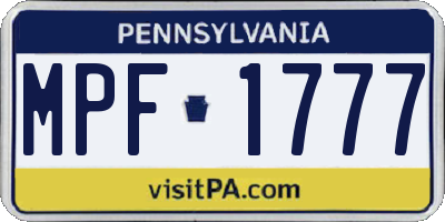 PA license plate MPF1777