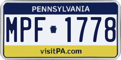 PA license plate MPF1778