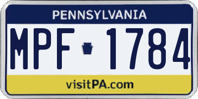 PA license plate MPF1784