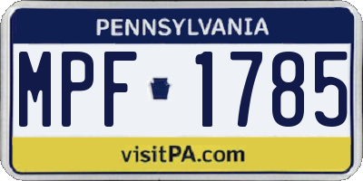 PA license plate MPF1785