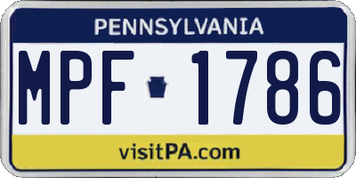 PA license plate MPF1786