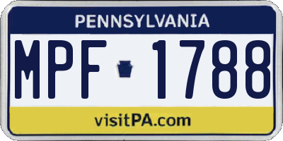 PA license plate MPF1788