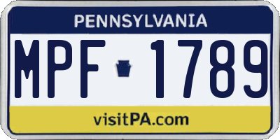 PA license plate MPF1789