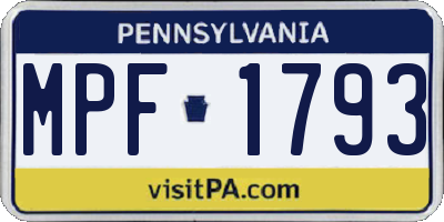PA license plate MPF1793