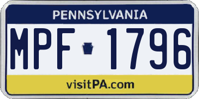 PA license plate MPF1796