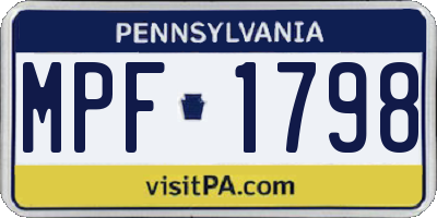 PA license plate MPF1798