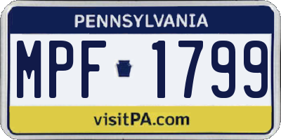 PA license plate MPF1799