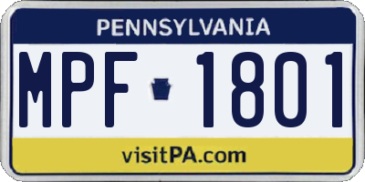 PA license plate MPF1801