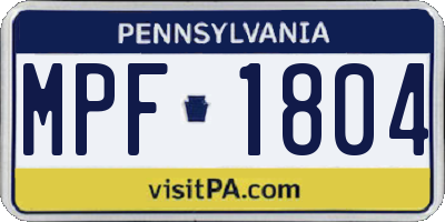 PA license plate MPF1804