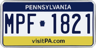 PA license plate MPF1821