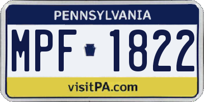 PA license plate MPF1822