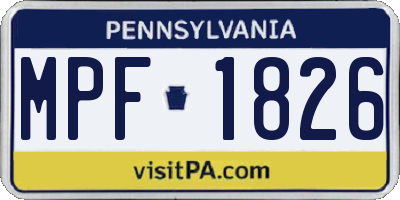 PA license plate MPF1826