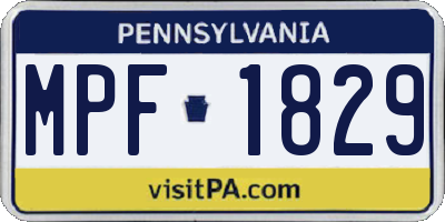 PA license plate MPF1829