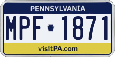 PA license plate MPF1871