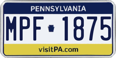 PA license plate MPF1875