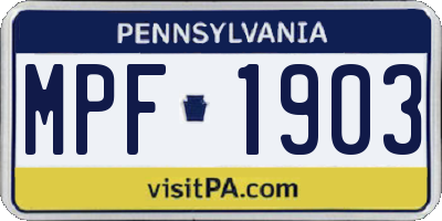 PA license plate MPF1903