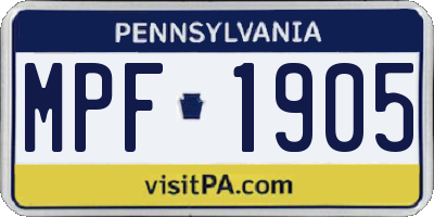 PA license plate MPF1905