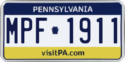 PA license plate MPF1911