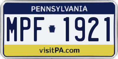 PA license plate MPF1921