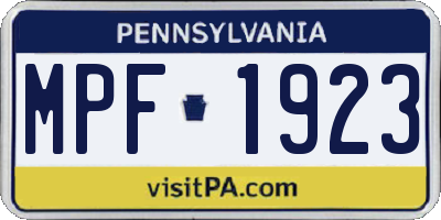 PA license plate MPF1923
