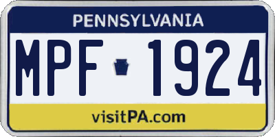 PA license plate MPF1924